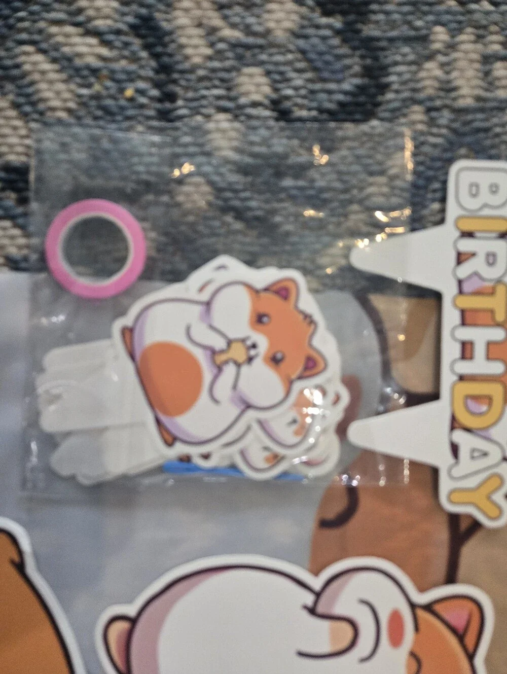 Cute Hamster Happy Birthday Banner - Orange